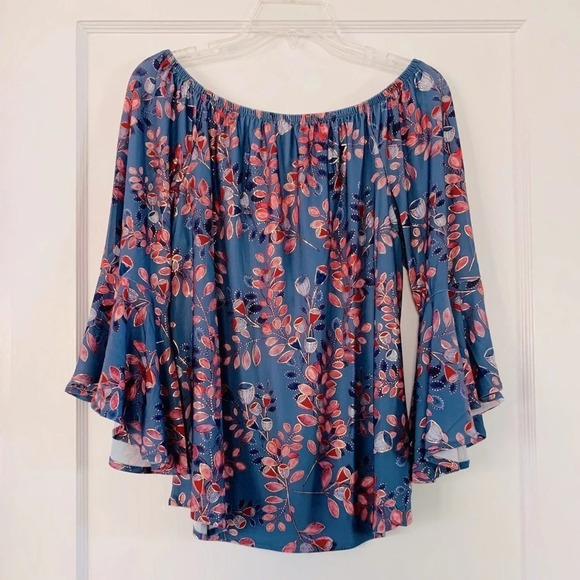 OFF Shoulder Boho Floral Print Flare Sleeves, M - Picture 2 of 16